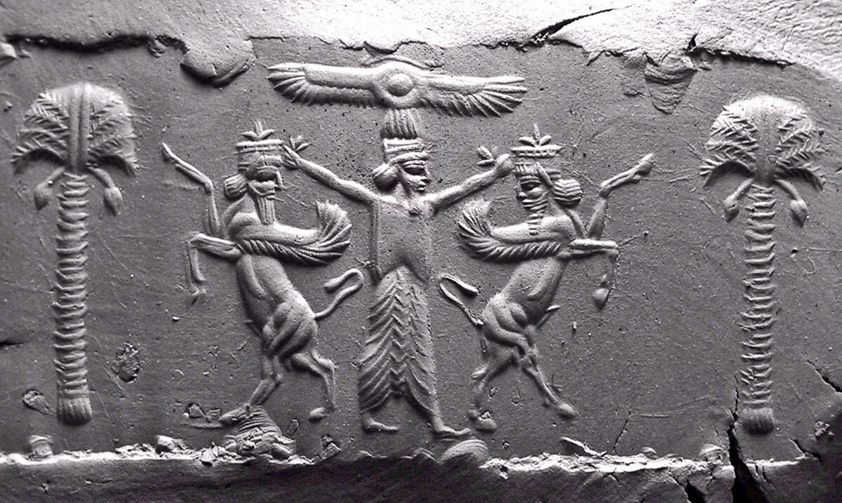 Современный слепок с ахеменидской цилиндрической печати 5 века до н.э.